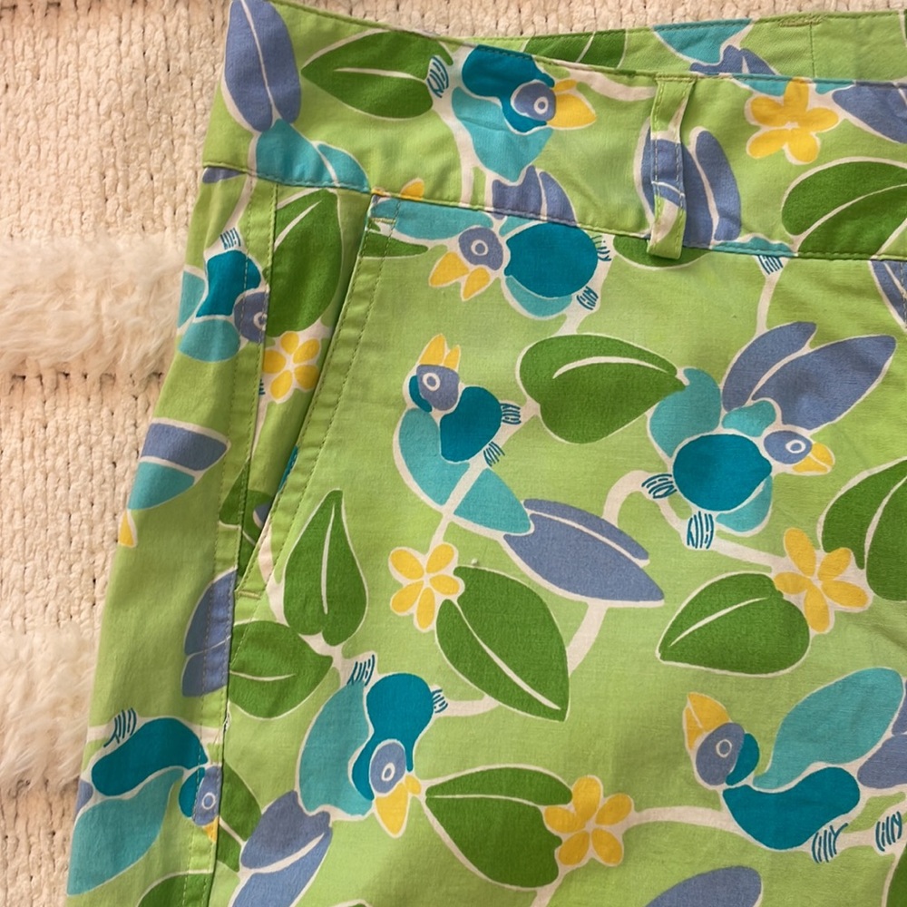Lilly Pulitzer pants blue jay bird green size 8 - Picture 3 of 9
